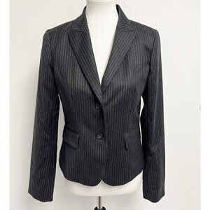 J.CREW Grey Pin Striped 100% Wool Classic Blazer Jacket Sz 8